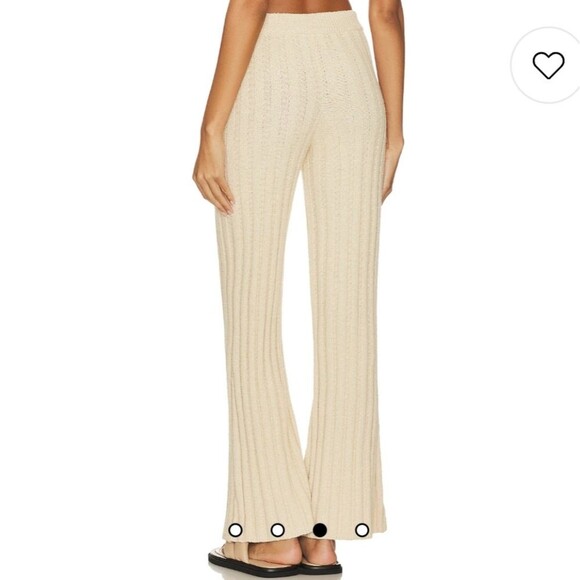 House of Harlow 1960 Ilaria Shimmer Striped Pants Cream Ribbed Palazzo Flare - Picture 2 of 10